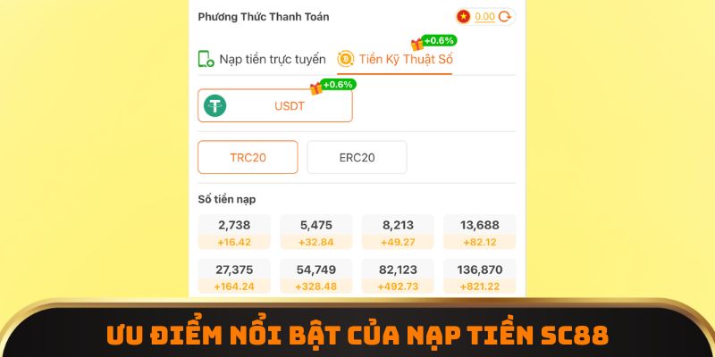 Ưu điểm nổi bật của nạp tiền SC88